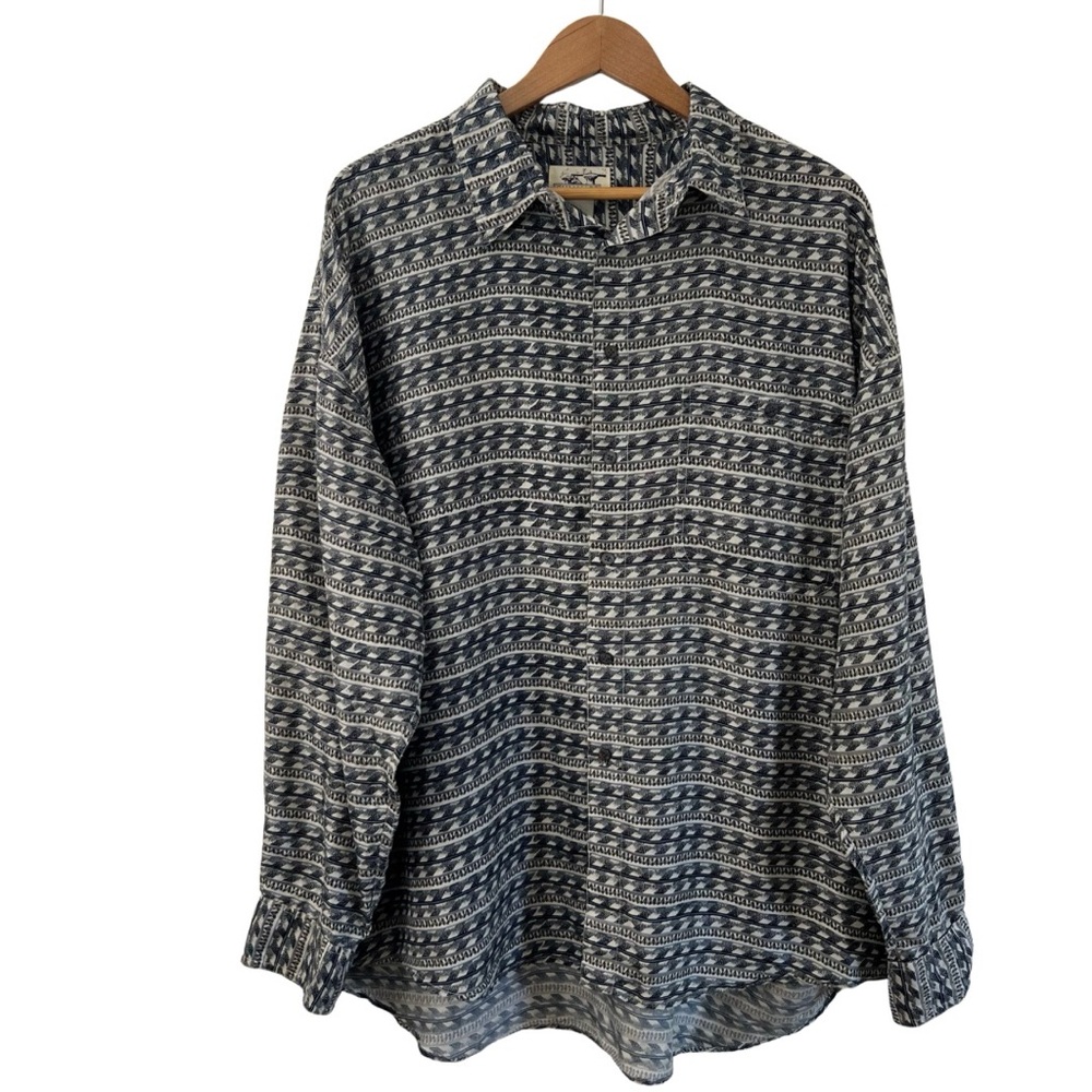 Mens 100% Silk Button Up Shirt Size XL Long Sleeve
